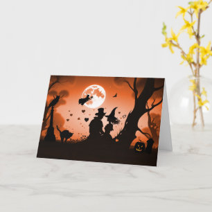 Carte Love Romance sur Halloween mignon Couple