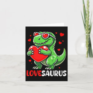 Carte Love Saurus T-rex mignon célibataires coeurs Saint