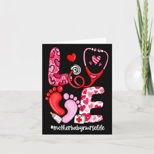 Carte Love Stethoscope Mother Baby Nurse Life Valentine  (Devant)