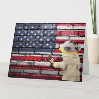 Carte Love USA graffiti art mur.