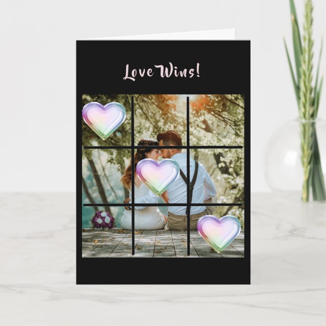 Carte Love Wins Message Photo Coeurs Valentine (Devant)