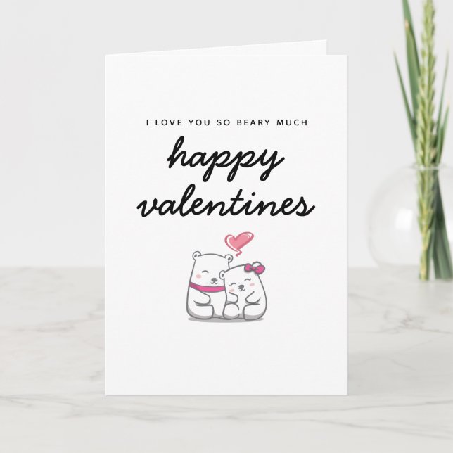 Carte Love You Beary beaucoup coeur Joyeux Valentines Da (Devant)