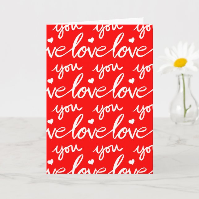 Carte Love You Blank Calligraphy Chalk Valentines Day (Petite plante)