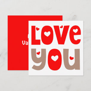 Carte Love you Citation Joyeux Valentines Day Rouge Blan