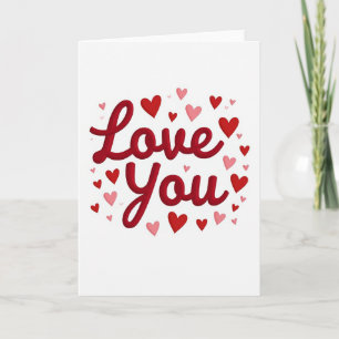 Carte Love You coeurs rouges