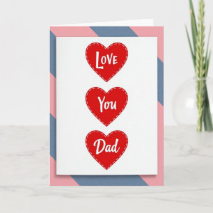 Carte Love You Dad coeurs