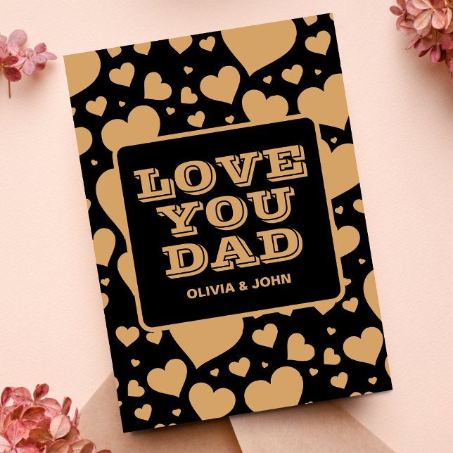 Carte Love You Dad Modern Black Heart Fête des pères pho (Créateur téléchargé)