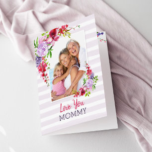 Carte Love You Maman Lilac Fête des mères Florales Photo