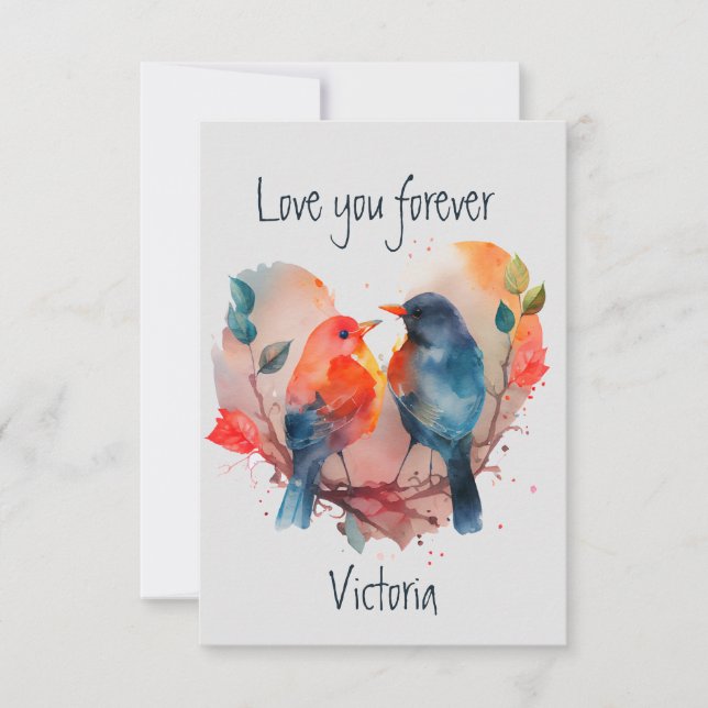 Carte Lovebirds Nom personnalisé Lovebirds (Devant)