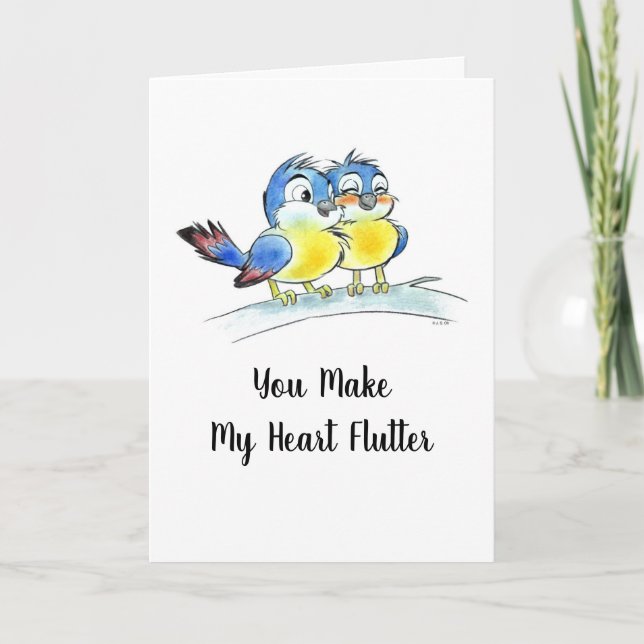 Carte Lovebirds on a Branch Valentine Art (Devant)