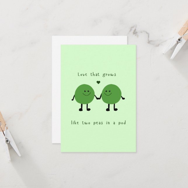 Carte Lover Card Peas - cute two peas in a pod (Devant/Arrière en situation)