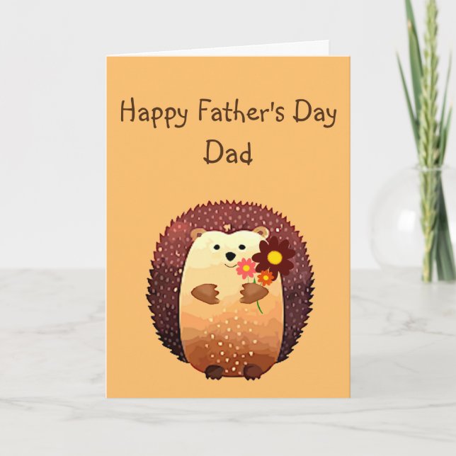 Carte Loving Father's Day Papa Cute Hedgehog Animal (Devant)