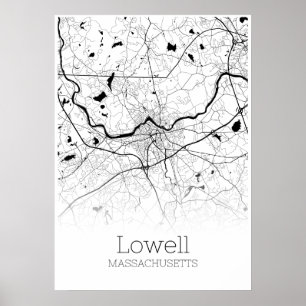Carte Lowell - Massachusetts - Poster de la carte 