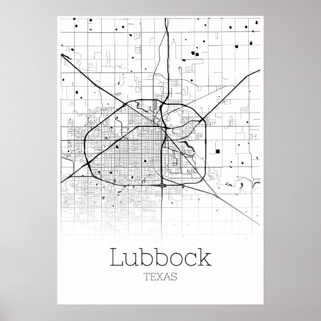 Carte Lubbock - Texas - Poster de la carte de la v (Devant)