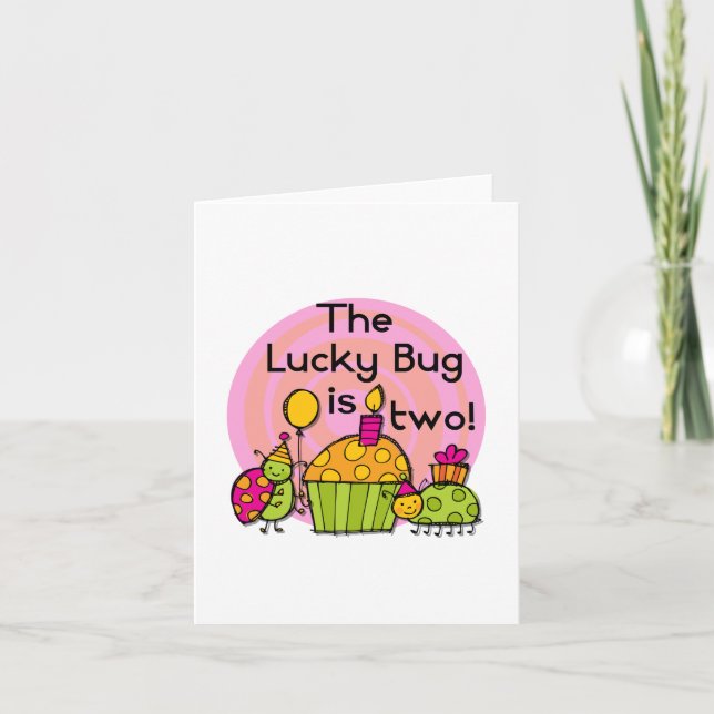 Carte Lucky Bug Cupcake 2e Anniversaire T-shirts et cade (Devant)