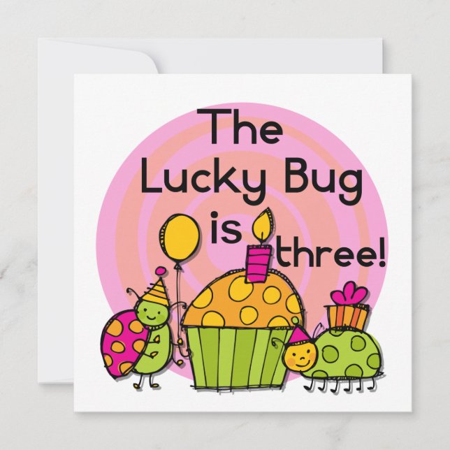 Carte Lucky Bug Cupcake 3e Anniversaire Tshirts et cadea (Devant)