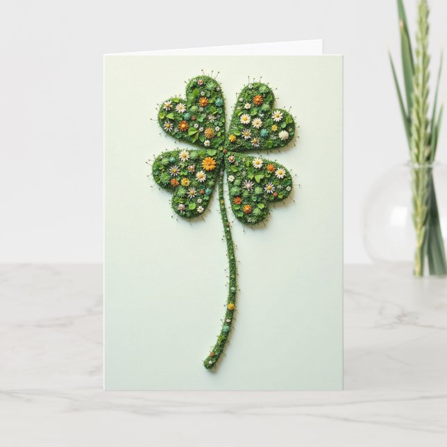 Carte Lucky Clover Floral Pattern Card (Devant)