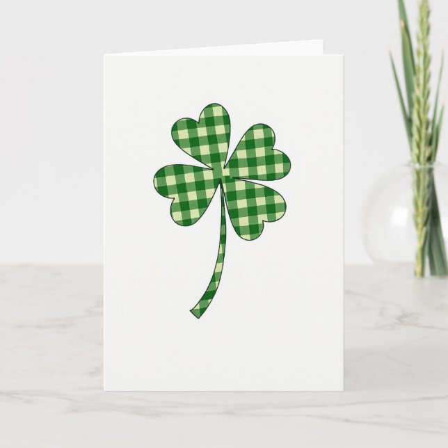 Carte Lucky Clover Gingham Pattern Card (Devant)