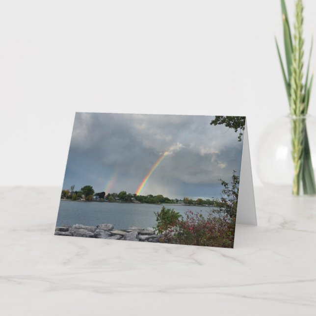 Carte Lucky Double Rainbow Grey Card (Devant)