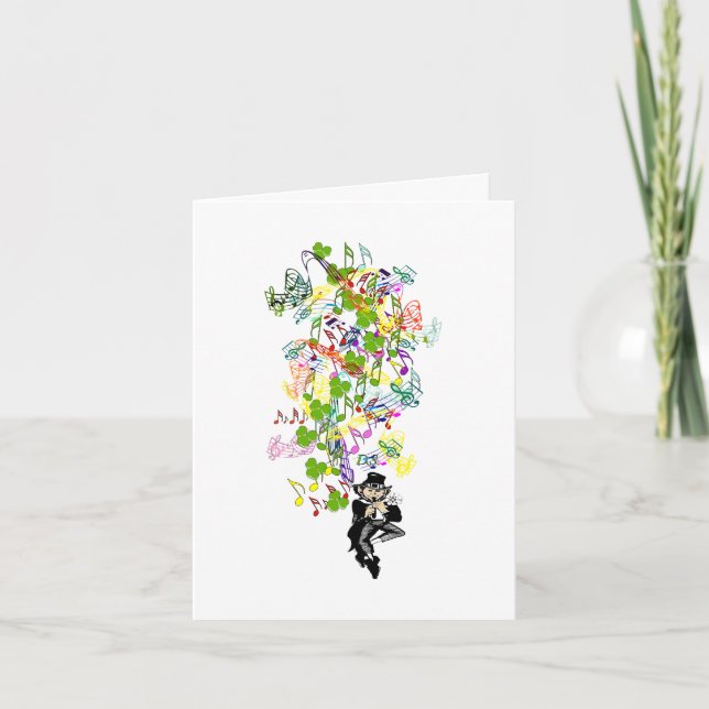 Carte Lucky Leprechaun Avec Shamrocks (Devant)