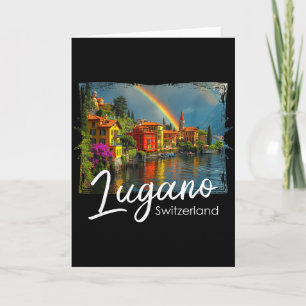 Carte Lugano Vintage Suisse T-shirt Alpes Randonnée Lac