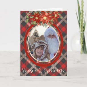 Carte Lumberjack Plaid et Poinsettia Spray VOTRE PHOTO