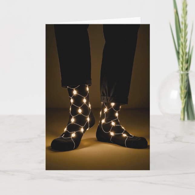 Carte Lumières D'Anniversaire En Chaussettes Noires (Devant)