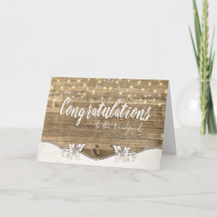 Carte lumières de mariage sur bois rustique