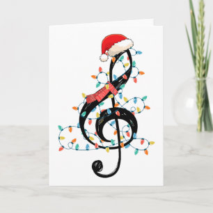 Carte Lumières de Noël Clé de Sol Musique Amoureux de No