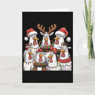 Carte Lumières de Noël de poulet drôle ferme animal mign