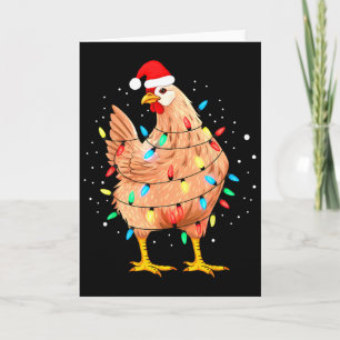Carte Lumières de Noël de poulet Ferme Animalerie Drôle