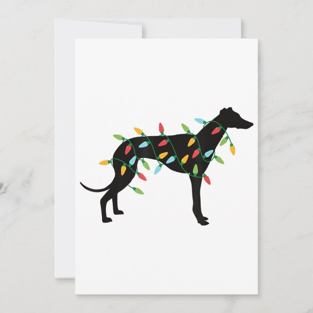 Carte Lumières de Noël Greyhound Cute Cadeaux Amoureux d (Devant)