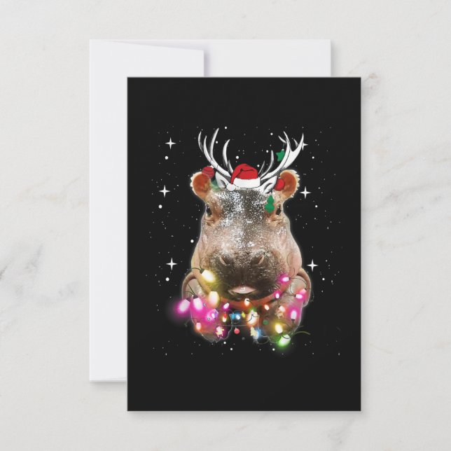 Carte Lumières de Noël Hippo Fiona Hippopotamus Lover (Devant)