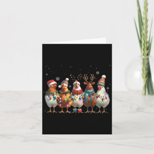 Carte Lumières de Noël Poulet Père Noël Funny Xmas Tree 