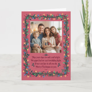 Carte Lumières de Noël Rose Tendresse Photo Noël Moderne