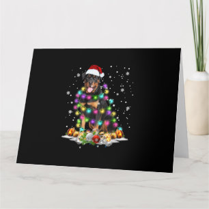 Carte Lumières de Noël Rottweiler Père Noël Sapin de Noë