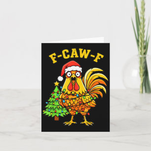 Carte Lumières de poulet de Noël drôles Chapeau de Santa