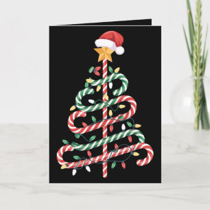 Carte Lumières de sapin de Noël en canne à sucre Chapeau