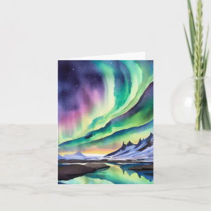 Carte Lumières du Nord Islande Aquarelle