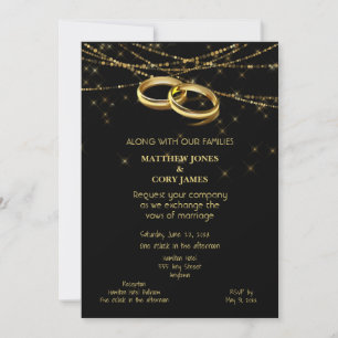 Carte Lumières gaies et anneaux Mariages d'or