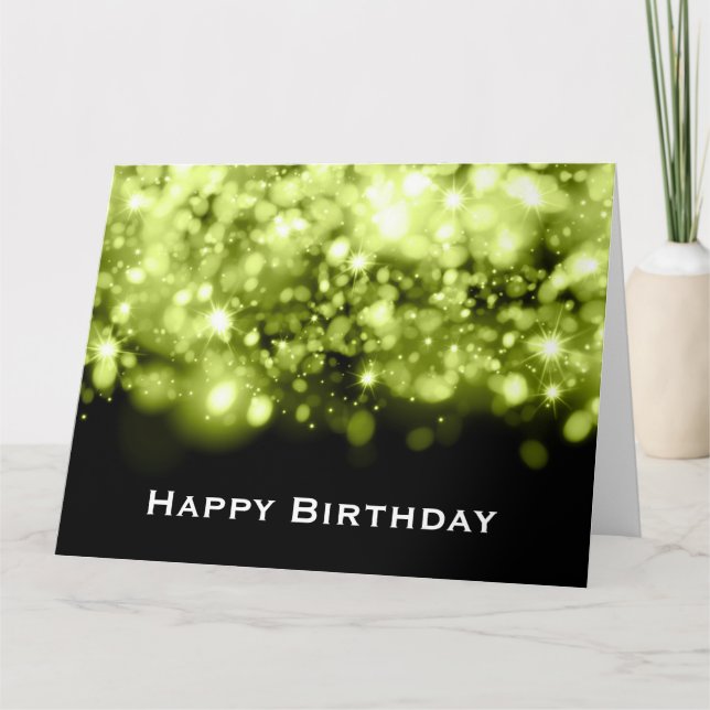 Carte Lumières scintillantes de vert de lime pour annive (Devant)