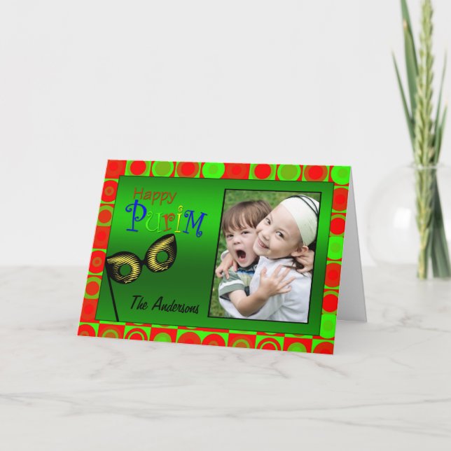 Carte lumineuse heureuse de cercles de Purim (Devant)