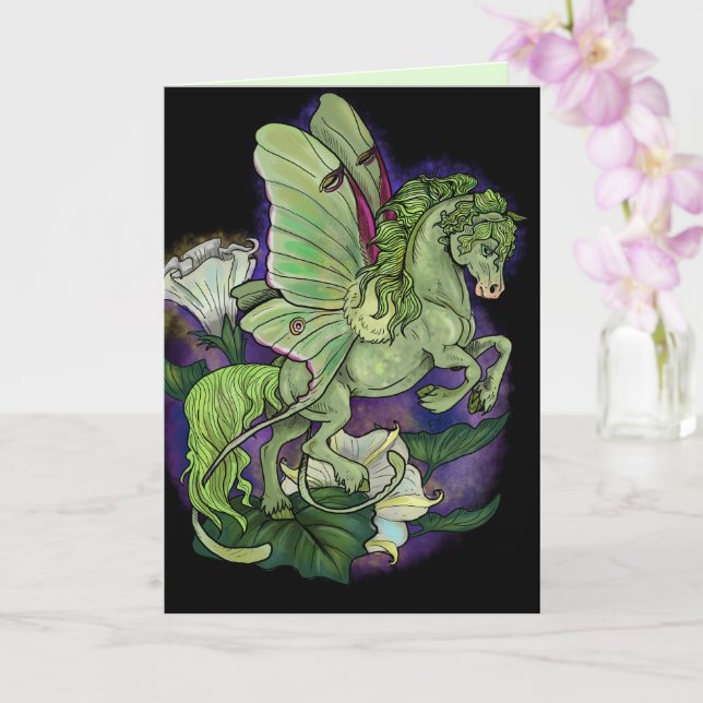 Carte Luna Moth Fairy Horse (Orchidée)