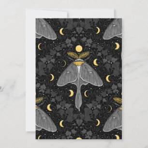Carte Luna moth, phases de lune et lierre damassé patron