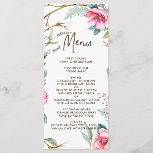Carte lunatique de menu de mariage de guirlande