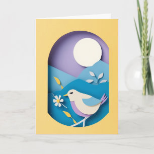 Carte Lune de l'oiseau en papier