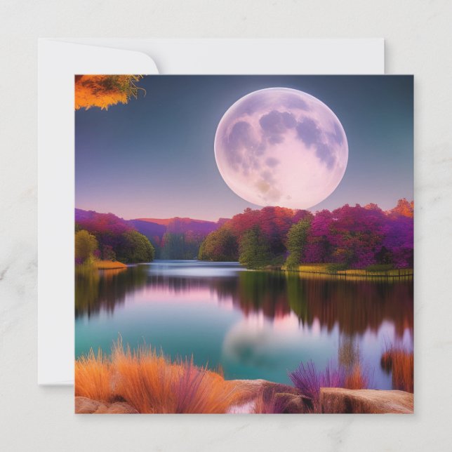 Carte Lune de récolte d'automne violet (Devant)