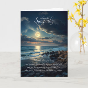 Carte Lune de sympathie Plage rocheuse et vagues océaniq