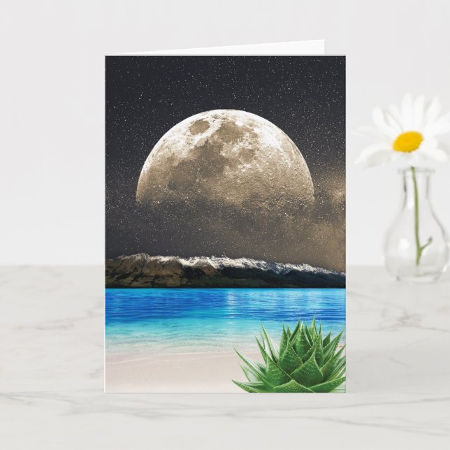 Carte Lune Et Plage (Petite plante)