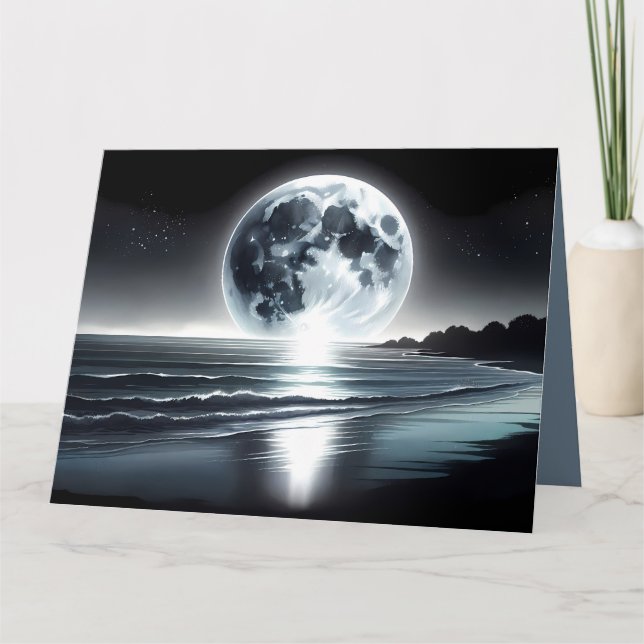 Carte Lune Surréelle Sur La Tranquille Côte Océanique (Devant)